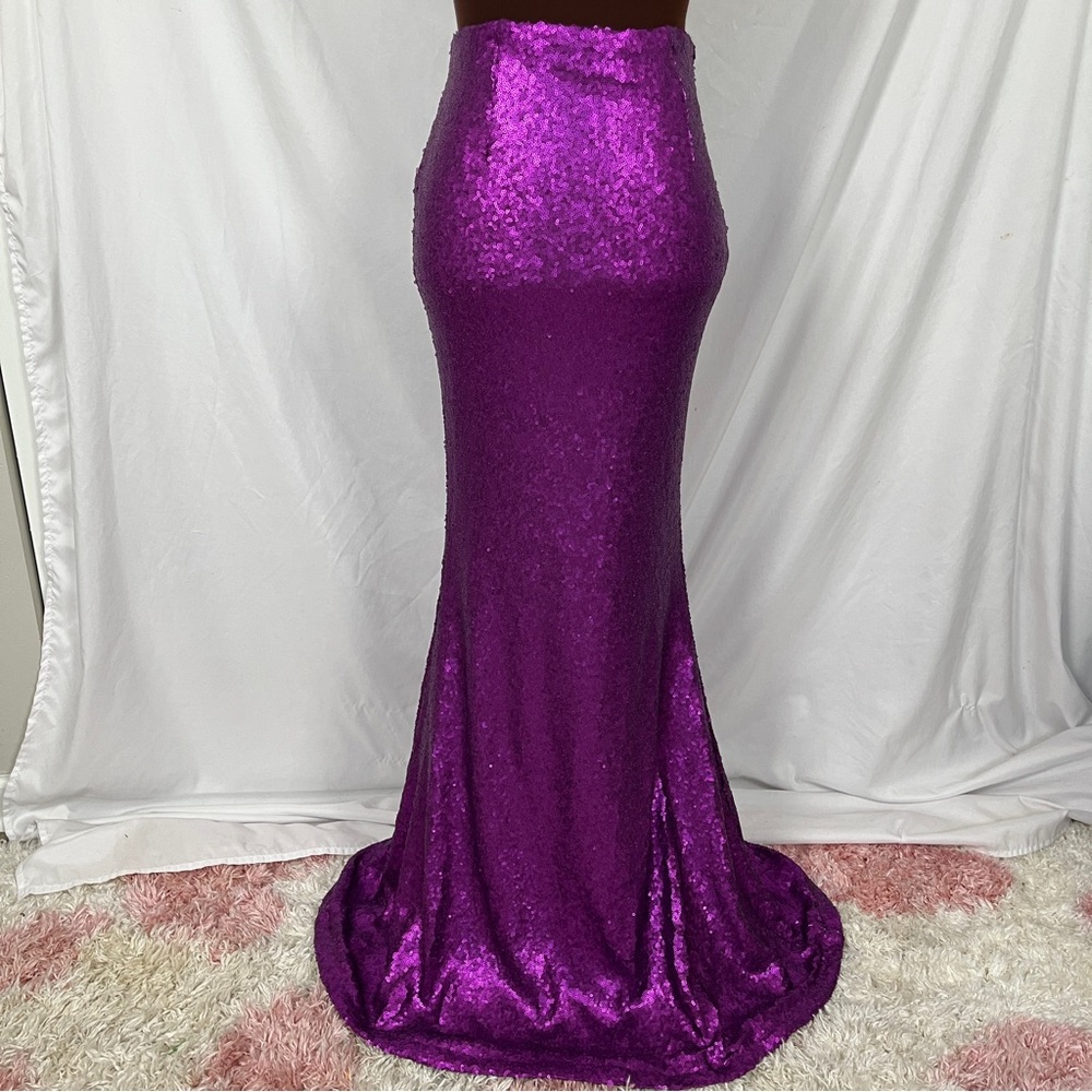 Windsor Purple Sequin Mermaid Maxi Skirt